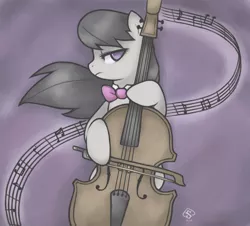 Size: 986x892 | Tagged: artist:soulspade, bowtie, brown, cello, derpibooru import, frown, gray, mane, musical instrument, music notes, no pupils, octavia melody, safe, sheet music, solo