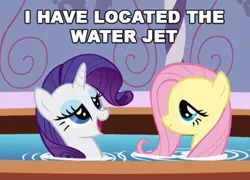 Size: 465x335 | Tagged: suggestive, derpibooru import, edit, edited screencap, ponibooru import, screencap, fluttershy, rarity, pegasus, pony, unicorn, bridle gossip, artifact, bath, bathtub, caption, female, i have located the water jet, image macro, mare, spa, text, water, water jet, waterjob