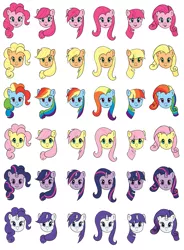 Size: 1325x1800 | Tagged: alternate hairstyle, applejack, artist:marikaefer, derpibooru import, fluttershy, mane six, pinkie pie, rainbow dash, rarity, safe, twilight sparkle