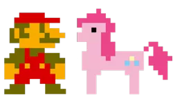 Size: 900x506 | Tagged: 8-bit, adventure ponies, artist:kuren247, crossover, derpibooru import, mario, mariopie, pinkie pie, pixel art, safe, sprite, super mario bros.