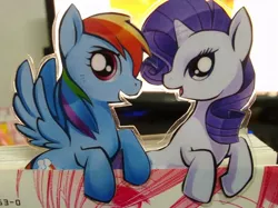 Size: 950x712 | Tagged: artist:ende26, derpibooru import, papercraft, photo, rainbow dash, rarity, safe