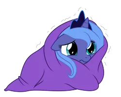 Size: 7500x6000 | Tagged: safe, artist:jessy, artist:mamandil, derpibooru import, princess luna, pony, absurd resolution, blanket, cute, female, filly, scared, simple background, solo, transparent background, vector, woona