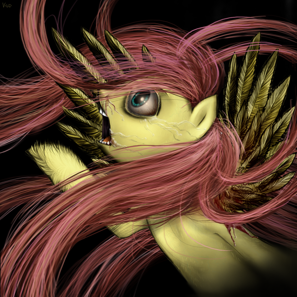 Size: 1200x1200 | Tagged: artist:klalaskaxd, blood, derpibooru import, fluttershy, grimdark, nosebleed