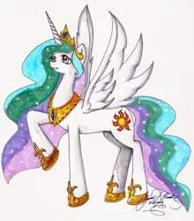 Size: 600x683 | Tagged: artist:gina-su, derpibooru import, princess celestia, safe, traditional art