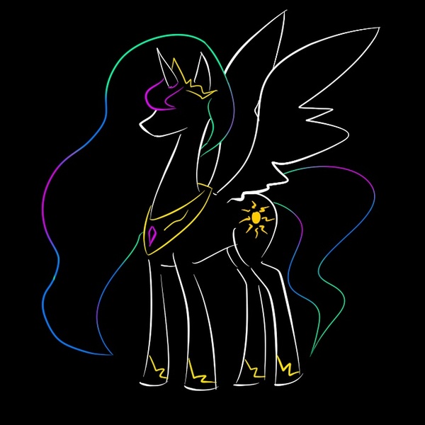 Size: 700x700 | Tagged: dead source, safe, artist:95nika, derpibooru import, princess celestia, alicorn, pony, black background, crown, female, hoof shoes, jewelry, mare, peytral, regalia, silhouette, simple background, solo, spread wings, wings