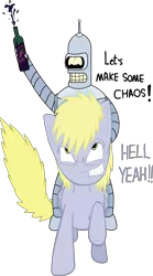 Size: 4442x8000 | Tagged: safe, artist:extradan, artist:extrart, derpibooru import, derpy hooves, oc, oc:jerky hooves, pegasus, pony, absurd resolution, bender bending rodriguez, crossover, female, futurama, mare, riding