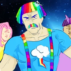 Size: 494x496 | Tagged: cromartie high school, crossover, derpibooru import, fluttershy, freddie mercury, manliness, manly, manly as fuck, rainbow dash, safe, twilight sparkle