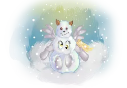 Size: 1446x1000 | Tagged: safe, artist:rppirate, derpibooru import, derpy hooves, pegasus, pony, female, mare, snow, snowfall, snowman, solo, winter