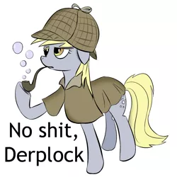 Size: 1300x1300 | Tagged: safe, derpibooru import, derpy hooves, pegasus, pony, bubble, bubble pipe, caption, female, image macro, mare, no shit sherlock, photoshop, pipe, reaction image, sherlock holmes, vulgar