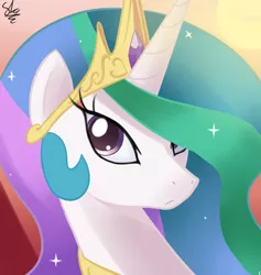 Size: 500x528 | Tagged: artist:sallymon, bust, derpibooru import, looking at you, portrait, princess celestia, safe, solo