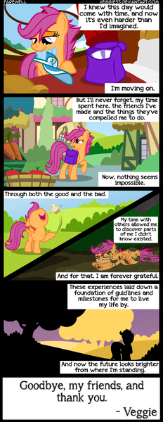 Size: 1024x2649 | Tagged: apple, artist:veggie55, cap, carrot, comic, cupcake, derpibooru import, food, hat, saddle bag, safe, scootaloo