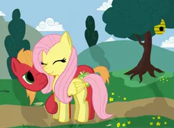 Size: 4064x3000 | Tagged: safe, artist:sawsta, derpibooru import, big macintosh, fluttershy, earth pony, pony, fluttermac, male, shipping, stallion, straight