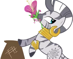 Size: 4735x3838 | Tagged: artist:somepony, derpibooru import, female, flower, heart's desire, mare, safe, simple background, solo, the cutie pox, transparent background, vector, zebra, zecora