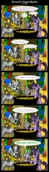 Size: 1100x3795 | Tagged: safe, artist:starbat, derpibooru import, spike, twilight sparkle, zecora, dragon, pony, zebra, cauldron, comic, female, male, mare, mask, wide eyes, zecora's hut