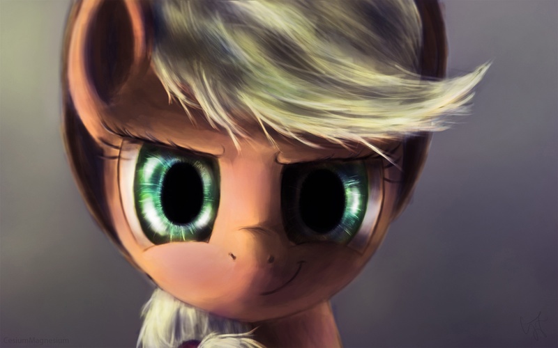 Size: 1920x1200 | Tagged: applejack, artist:cesiummagnesium, blushing, colored, cute, derpibooru import, detailed, dreamworks face, safe, solo
