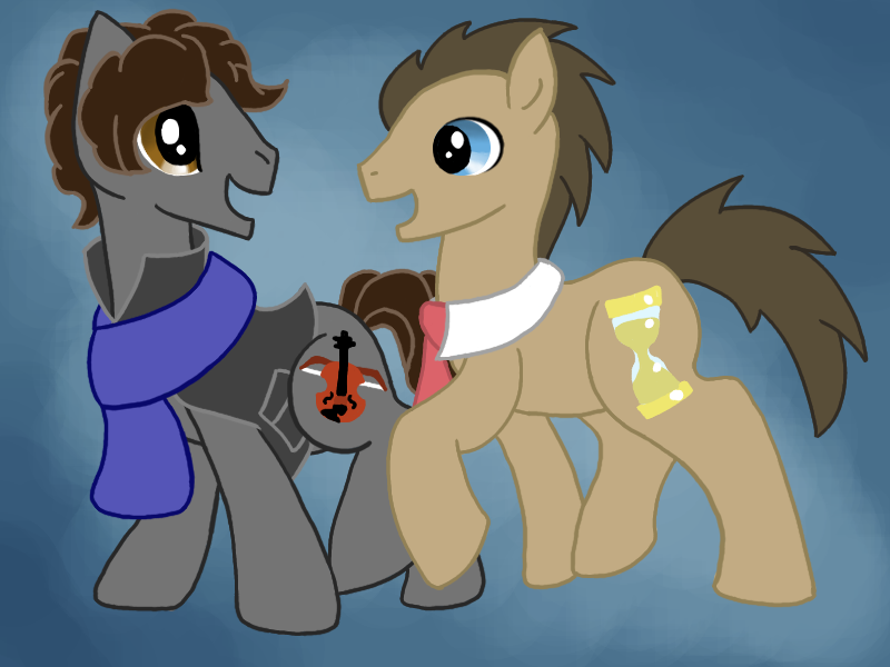 Size: 800x600 | Tagged: artist:kiki-bunni, bbc sherlock, derpibooru import, detective, doctor whooves, ponified, safe, time turner