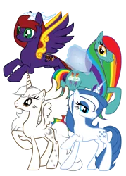 Size: 1228x1719 | Tagged: safe, artist:marinapg, derpibooru import, oc, unofficial characters only, alicorn, pegasus, pony, unicorn