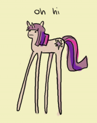 Size: 376x476 | Tagged: :|, animated, artist:connie-lingus, derpibooru import, hi, long legs, safe, shaking, solo, text, twilight sparkle