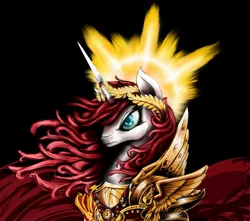 Size: 900x794 | Tagged: artist:europamaxima, derpibooru import, god-emperor of mankind, god empress of ponykind, laurel wreath, lauren faust, oc, oc:fausticorn, safe, unofficial characters only, warhammer 40k, warhammer (game)