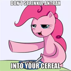 Size: 400x400 | Tagged: bronyetiquette, cereal, derpibooru import, forced meme, meta, pinkie pie, safe, text