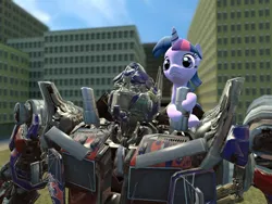 Size: 1024x768 | Tagged: derpibooru import, gmod, optimus prime, safe, transformers, twilight sparkle