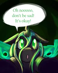 Size: 500x625 | Tagged: artist:ryuredwings, bronybait, changeling, changeling queen, comic, cute, cutealis, derpibooru import, female, filly, filly queen chrysalis, looking at you, looking up, :o, queen chrysalis, safe, talking, talking to viewer, younger