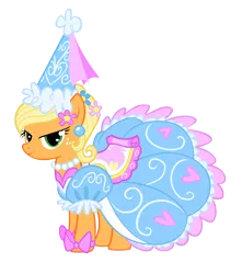 Size: 3106x3509 | Tagged: safe, artist:bl1ghtmare, derpibooru import, applejack, earth pony, pony, look before you sleep, clothes, dress, female, froufrou glittery lacy outfit, hennin, high res, mare, outfit catalog, simple background, transparent background, vector