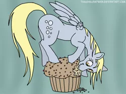 Size: 1200x900 | Tagged: safe, artist:thelonelampman, derpibooru import, derpy hooves, pegasus, pony, female, mare, muffin