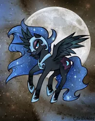 Size: 600x769 | Tagged: artist:christinies, derpibooru import, moon, nightmare moon, ponibooru import, safe, solo