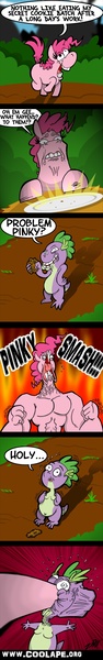 Size: 468x2993 | Tagged: artist:zody, comic, derpibooru import, pinkie pie, safe, spike, wat