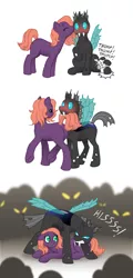 Size: 516x1076 | Tagged: artist:merrypaws, behaving like a dog, changeling, changeling x pony, comic, derpibooru import, love, oc, oc:cotton, oc:greg, protecting, safe, shipping, unofficial characters only