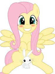 Size: 1300x1750 | Tagged: angel bunny, artist:bizarrepony, derpibooru import, fluttershy, strategically covered, suggestive