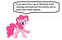 Size: 587x378 | Tagged: calibri, derpibooru import, dialogue, meta, pinkie pie, politics, safe, text