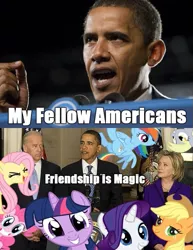 Size: 499x647 | Tagged: safe, derpibooru import, applejack, derpy hooves, pinkie pie, rainbow dash, rarity, twilight sparkle, human, pony, barack obama, hillary clinton, irl, irl human, joe biden, photo, ponies in real life, vector