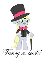Size: 396x525 | Tagged: safe, artist:sonic-chaos, derpibooru import, derpy hooves, pony, bipedal, cane, clothes, hat, monocle and top hat, simple background, suit, transparent background