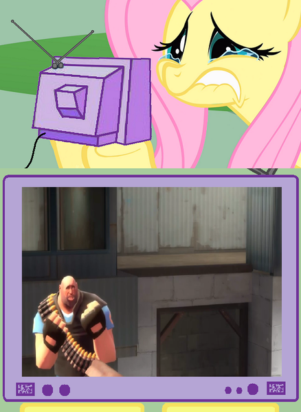 Size: 563x771 | Tagged: safe, derpibooru import, fluttershy, pony, exploitable meme, heavy, kiss me, meme, scout, team fortress 2, tv meme