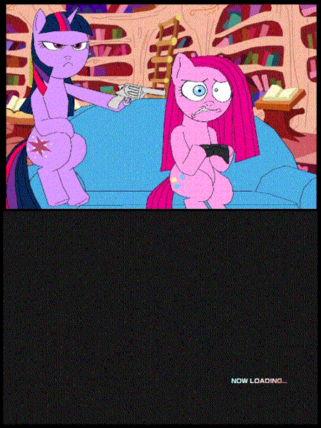 780 Animated Artist Terry Crossover Derpibooru Import Exploitable Meme Gun Meme Loading Meme Pinkie Pie Safe Sonic 06 Sonic The Hedgehog Series Twilight Sparkle Twibooru
