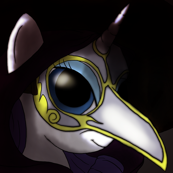 Size: 1800x1800 | Tagged: safe, artist:aaronmk, derpibooru import, masquerade, rarity, pony, unicorn, beak doctor, carnival, clothes, costume, mask, plague doctor, plague doctor mask, solo, venetian