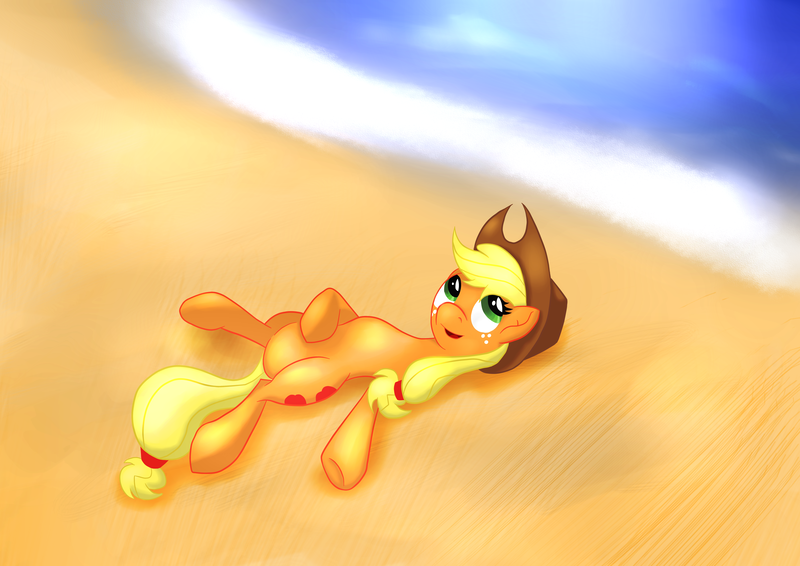 Size: 4092x2893 | Tagged: applejack, artist:sidhenearlahi, beach, derpibooru import, safe