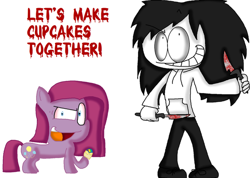 Size: 900x643 | Tagged: artist:candythehedgebatcat9, derpibooru import, fanfic:cupcakes, grimdark, jeff the killer, pinkamena diane pie, pinkie pie