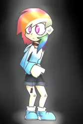 Size: 1400x2100 | Tagged: artist:lumi-nosity, blind dash, clothes, derpibooru import, female, human, humanized, rainbow dash, safe, solo