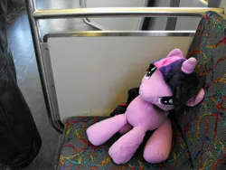 Size: 3648x2736 | Tagged: derpibooru import, hasbro, high res, irl, photo, plushie, safe, train, twilight sparkle