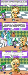 Size: 1024x2717 | Tagged: applejack, artist:aleximusprime, comic, derpibooru import, princess celestia, safe, spanish, spike, translation