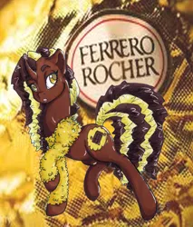 Size: 4132x4855 | Tagged: safe, artist:ifraysse, artist:lfraysse, derpibooru import, oc, ponified, unofficial characters only, food pony, original species, pony, unicorn, absurd resolution, chocolate, curved horn, ferrero rocher, horn, nutella, sweet