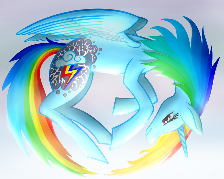 Size: 900x720 | Tagged: safe, artist:willygalleta, derpibooru import, rainbow dash, alicorn, pony, alicornified, race swap, rainbowcorn, solo