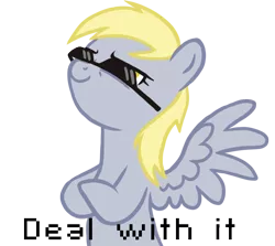 Size: 886x791 | Tagged: safe, artist:blackfeathr, derpibooru import, derpy hooves, pegasus, pony, deal with it, female, mare, solo