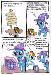 Size: 559x811 | Tagged: artist:kturtle, comic, derpibooru import, rainbow dash, rubik's cube, safe, spanish, translation, trixie