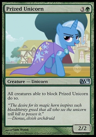 Size: 312x445 | Tagged: safe, artist:eheroflareneos, derpibooru import, trixie, pony, unicorn, magic the gathering, solo, trading card edit