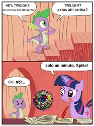 Size: 804x1076 | Tagged: artist:kturtle, comic, derpibooru import, gigaminx, safe, spanish, spike, translation, twilight sparkle