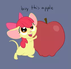Size: 559x544 | Tagged: adorabloom, apple, apple bloom, artist:furseiseki, buy some apples, cute, derpibooru import, mouse, mousified, safe, solo, species swap